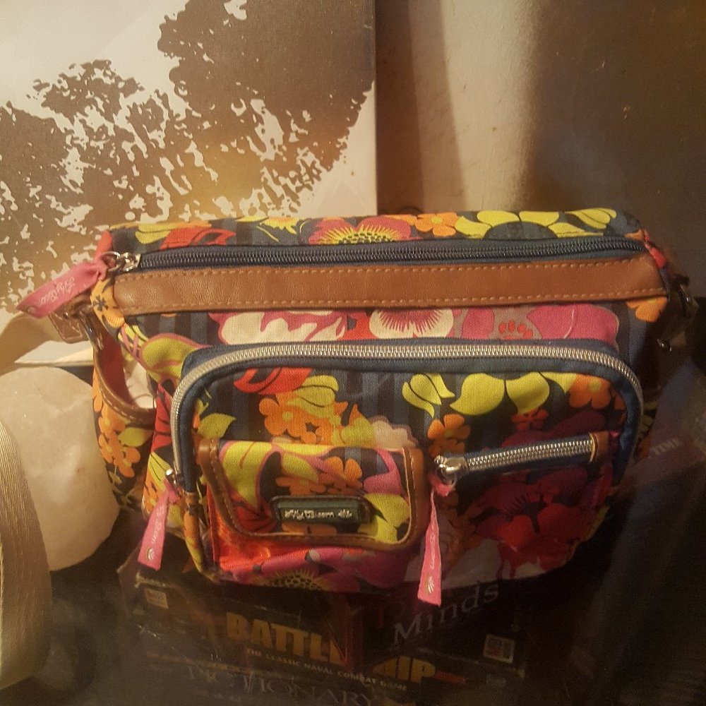 EUC Lily Bloom Floral Cargo Bag